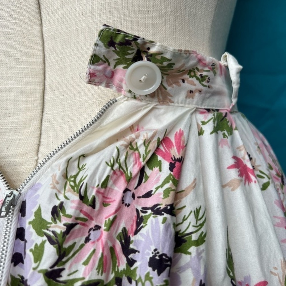 Y2K Roxy Floral Midi Skirt Pink White Cottagecore Boho Size 00 - Picture 3 of 6